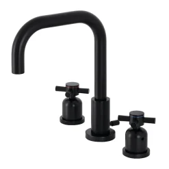 Kingston Brass Concord Deck Mount Widespread Bathroom Faucet with Brass Pop-Up