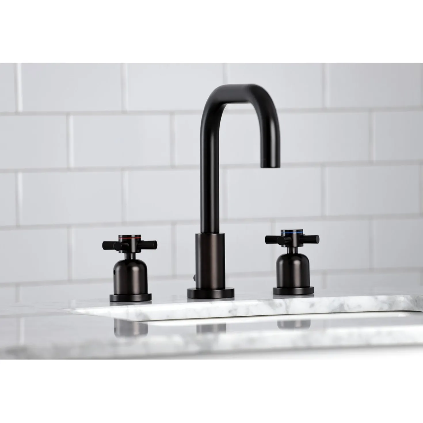 Kingston Brass Concord Deck Mount Widespread Bathroom Faucet with Brass Pop-Up