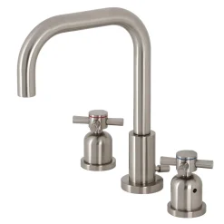 Kingston Brass Concord Deck Mount Widespread Bathroom Faucet with Brass Pop-Up