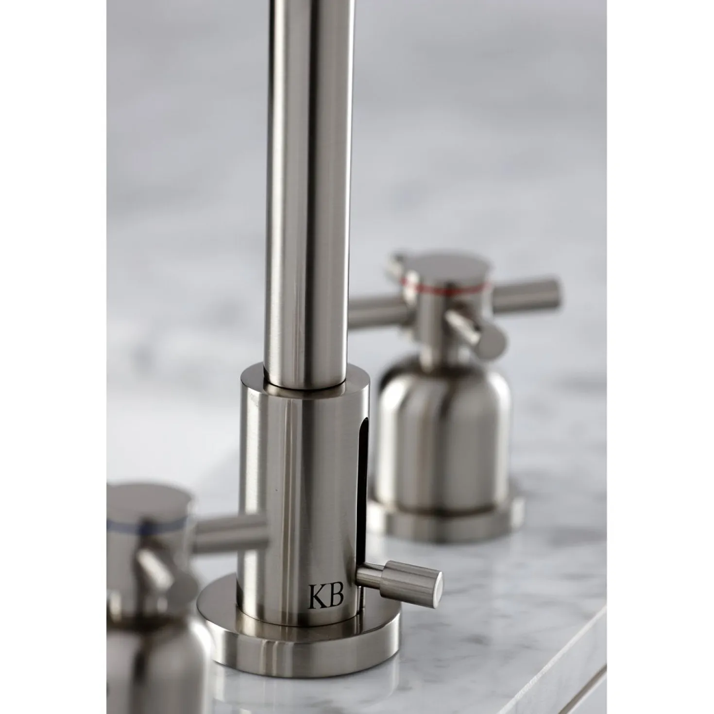 Kingston Brass Concord Deck Mount Widespread Bathroom Faucet with Brass Pop-Up