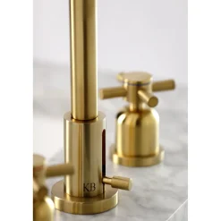 Kingston Brass Concord Deck Mount Widespread Bathroom Faucet with Brass Pop-Up