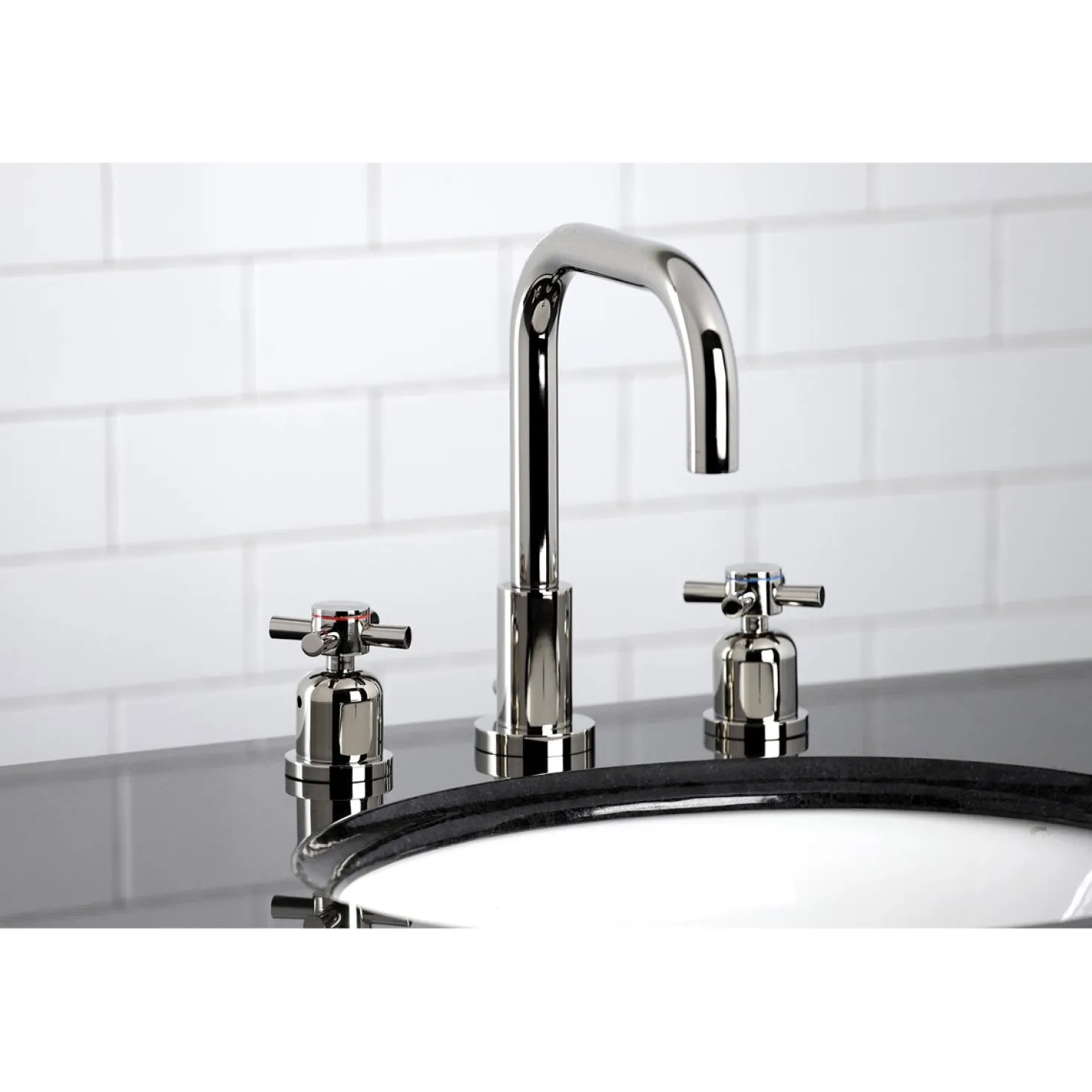Kingston Brass Concord Deck Mount Widespread Bathroom Faucet with Brass Pop-Up