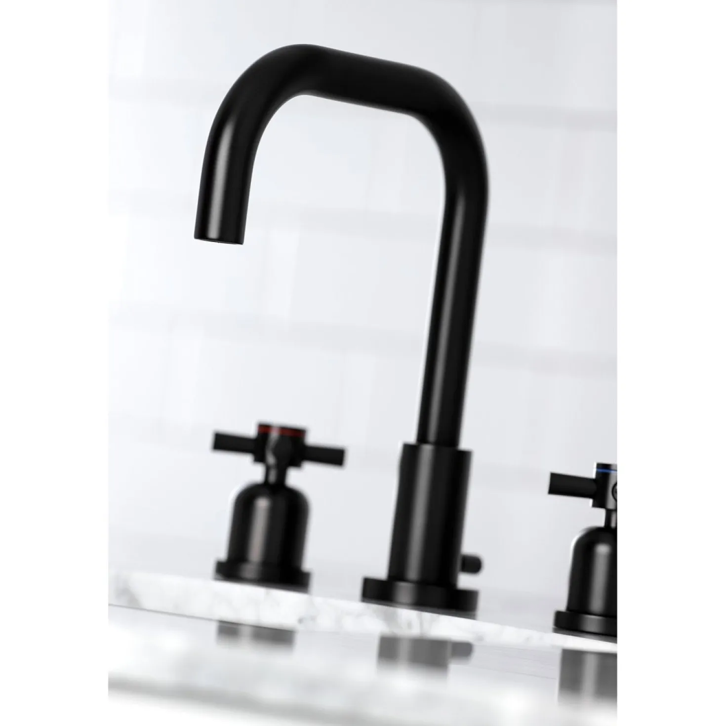 Kingston Brass Concord Deck Mount Widespread Bathroom Faucet with Brass Pop-Up