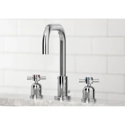 Kingston Brass Concord Deck Mount Widespread Bathroom Faucet with Brass Pop-Up