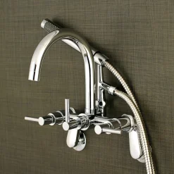 Kingston Brass Concord Deck Mount Wall Mount Tub Filler with Hand Shower