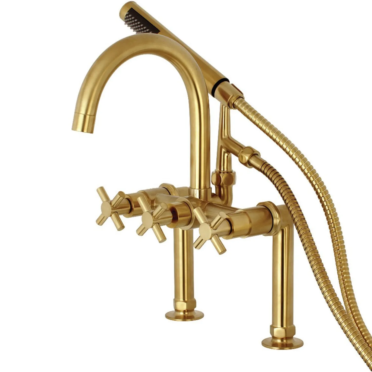 Kingston Brass Concord Deck Mount 2-Hole Tub Filler with Hand Shower
