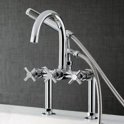 Kingston Brass Concord Deck Mount 2-Hole Tub Filler with Hand Shower