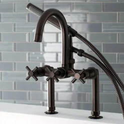 Kingston Brass Concord Deck Mount 2-Hole Tub Filler with Hand Shower