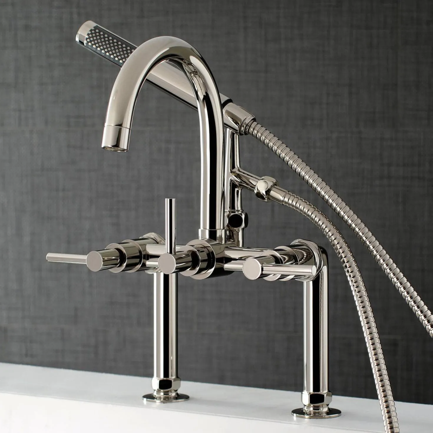 Kingston Brass Concord Deck Mount Tub Filler with Hand Shower