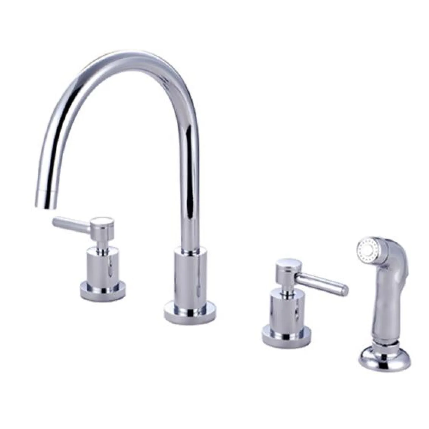 Kingston Brass Concord Double Handle Widespread Kitchen Faucet with Non-Metallic Sprayer
