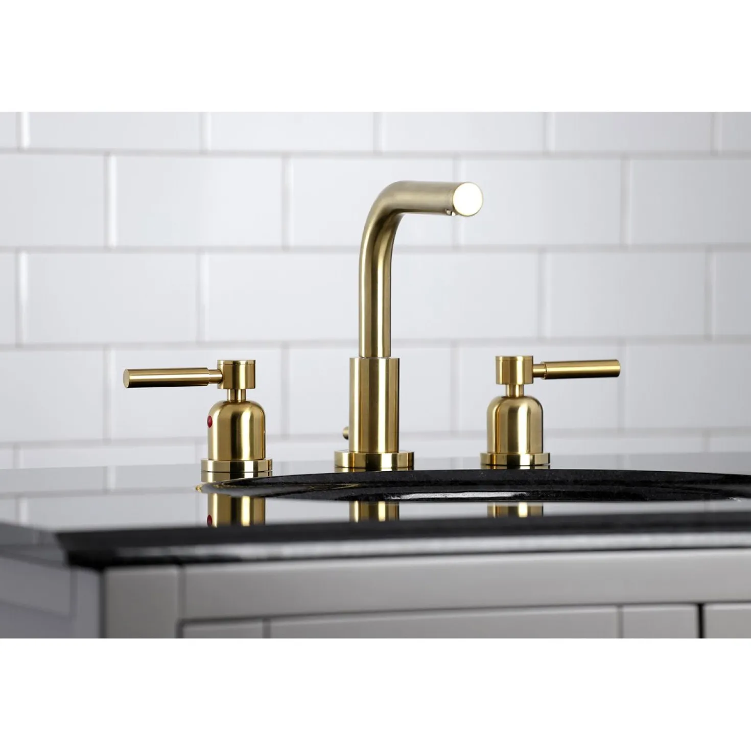 Kingston Brass Concord Fauceture 8-Inch Widespread Deck Mount Bathroom Faucet