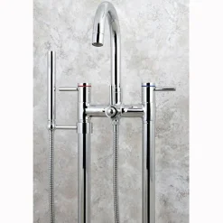 Kingston Brass Concord Floor Mount Freestanding Tub Filler with Hand Shower