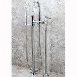 Kingston Brass Concord Floor Mount Freestanding Tub Filler with Hand Shower