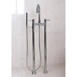 Kingston Brass Concord Floor Mount Freestanding Tub Filler with Hand Shower