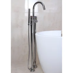 Kingston Brass Concord Floor Mount Freestanding Tub Filler with Hand Shower