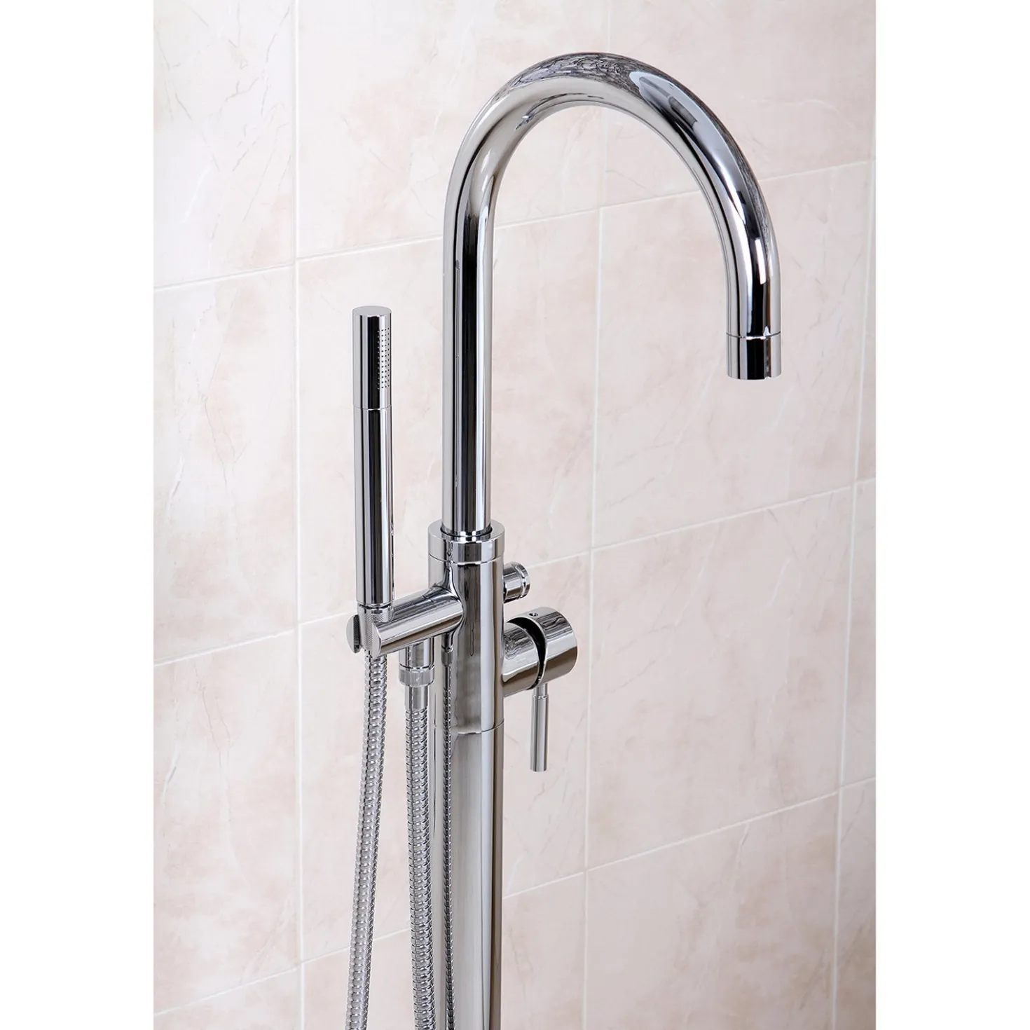 Kingston Brass Concord Floor Mount Tub Filler with Hand Shower