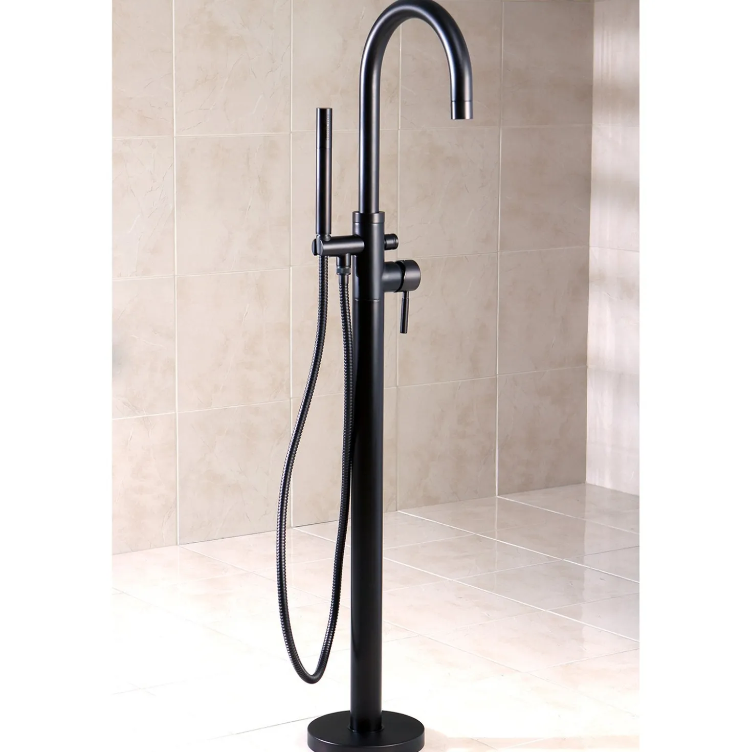 Kingston Brass Concord Floor Mount Tub Filler with Hand Shower
