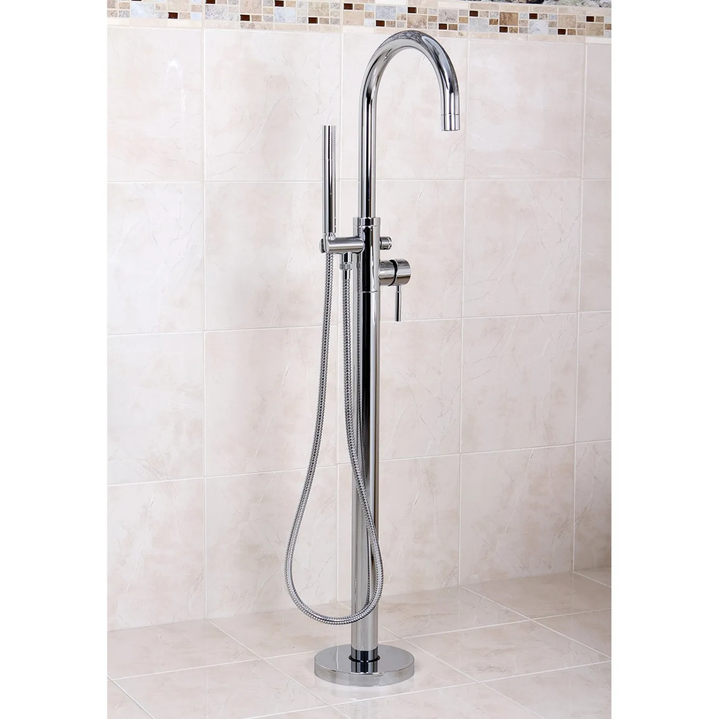 Kingston Brass Concord Floor Mount Tub Filler with Hand Shower