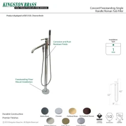 Kingston Brass Concord Floor Mount Tub Filler with Hand Shower