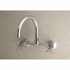 Kingston Brass Concord 2-Hole 8-Inch Adjustable Center Wall Mount Kitchen Faucet
