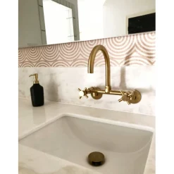 Kingston Brass Concord 2-Hole 8-Inch Adjustable Center Wall Mount Kitchen Faucet