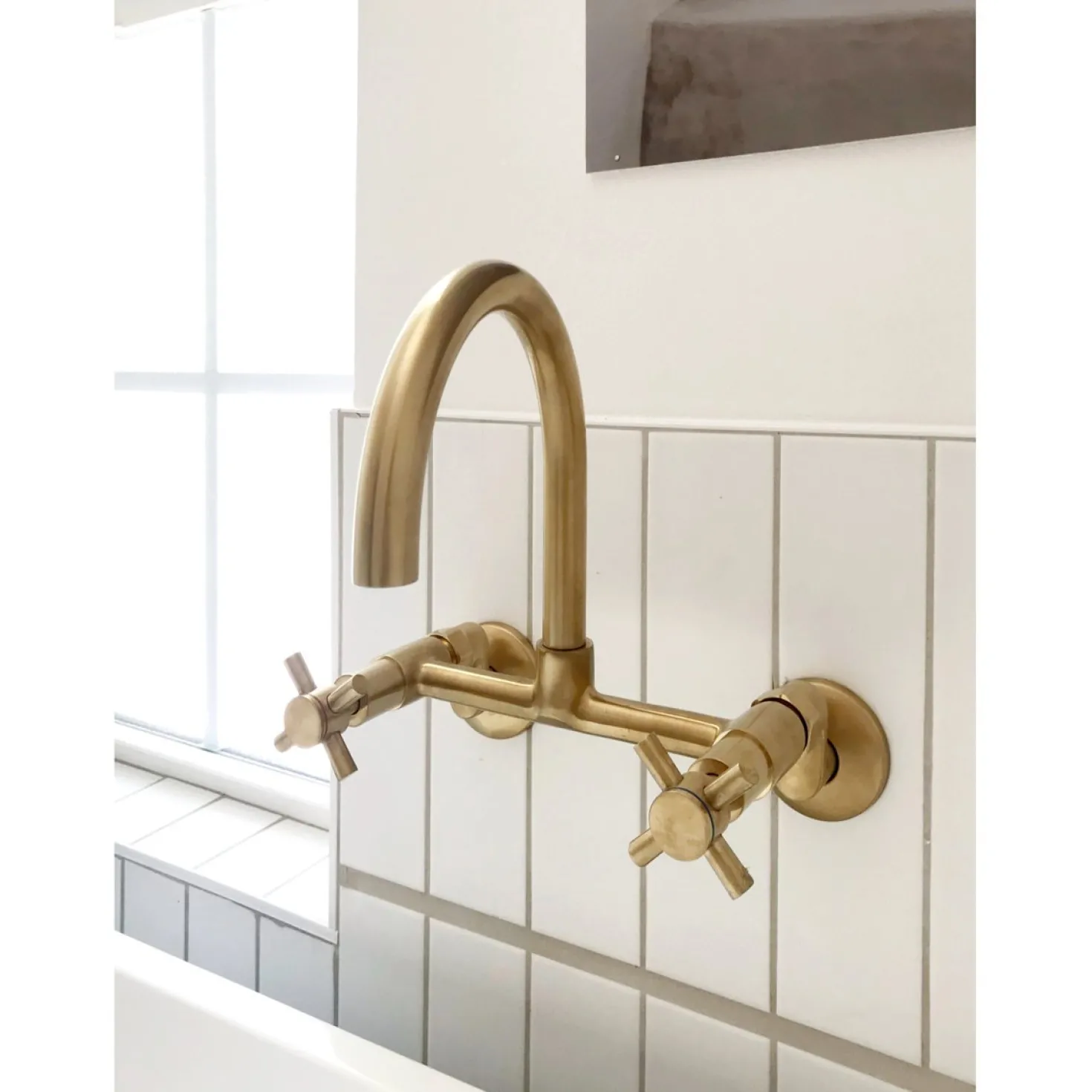 Kingston Brass Concord 2-Hole 8-Inch Adjustable Center Wall Mount Kitchen Faucet