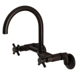 Kingston Brass Concord 2-Hole 8-Inch Adjustable Center Wall Mount Kitchen Faucet