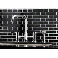 Kingston Brass Concord 4-Hole Two-Handle Bridge Kitchen Faucet with Brass Side Sprayer