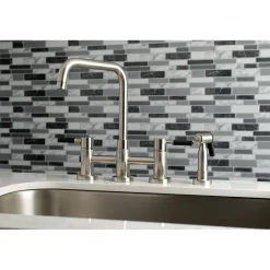 Kingston Brass Concord 4-Hole Two-Handle Bridge Kitchen Faucet with Brass Side Sprayer