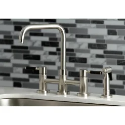 Kingston Brass Concord 4-Hole Two-Handle Bridge Kitchen Faucet with Brass Side Sprayer