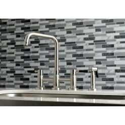 Kingston Brass Concord 4-Hole Two-Handle Bridge Kitchen Faucet with Brass Side Sprayer