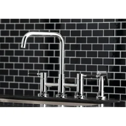 Kingston Brass Concord 4-Hole Two-Handle Bridge Kitchen Faucet with Brass Side Sprayer