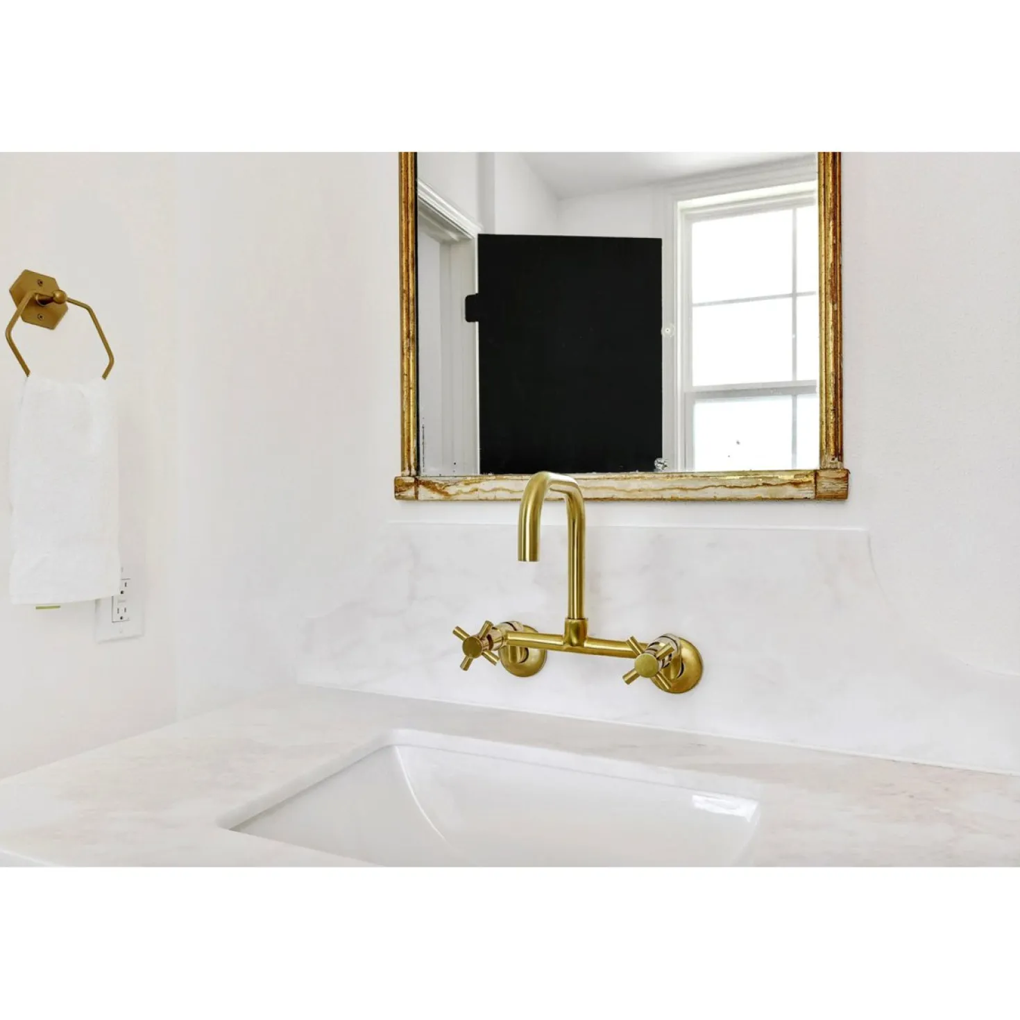 Kingston Brass Concord 8-Inch Adjustable Center 2-Hole Wall Mount Kitchen Faucet