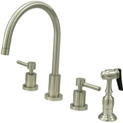 Kingston Brass Concord 8-Inch Widespread Kitchen Faucet with Brass Sprayer