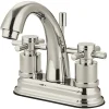 Kingston Brass Concord Modern Two Handle 4" Centerset Lavatory Faucet with Brass Pop-up