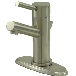 Kingston Brass Concord Single Handle 4" Centerset Lavatory Faucet with Brass Pop-up and Optional Deck Plate in Satin Nickel