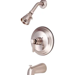 Kingston Brass Concord Single Handle Tub and Shower Faucet in Satin Nickel