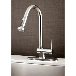 Kingston Brass Concord Single Handle Kitchen Faucet with Pull-Down Sprayer