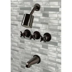 Kingston Brass Concord Three Handles Tub and Shower Faucet