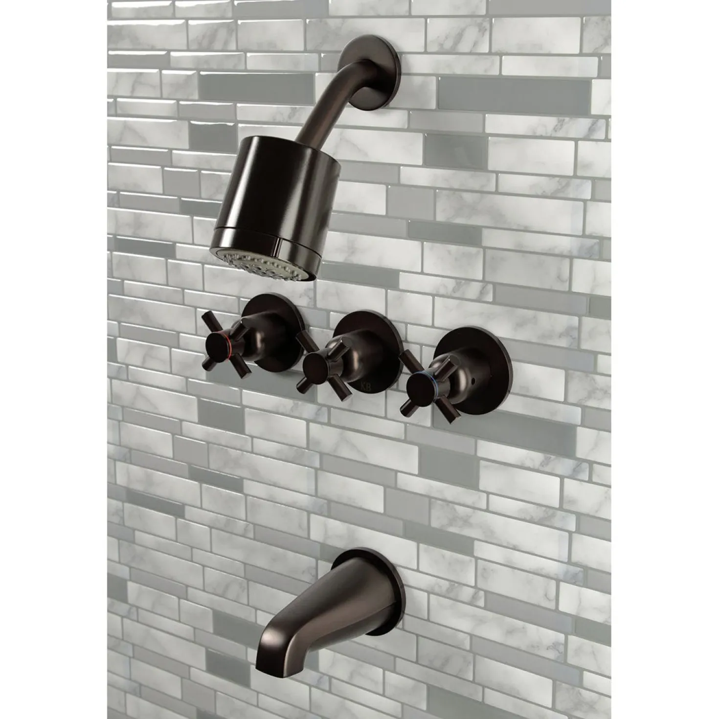 Kingston Brass Concord Three Handles Tub and Shower Faucet