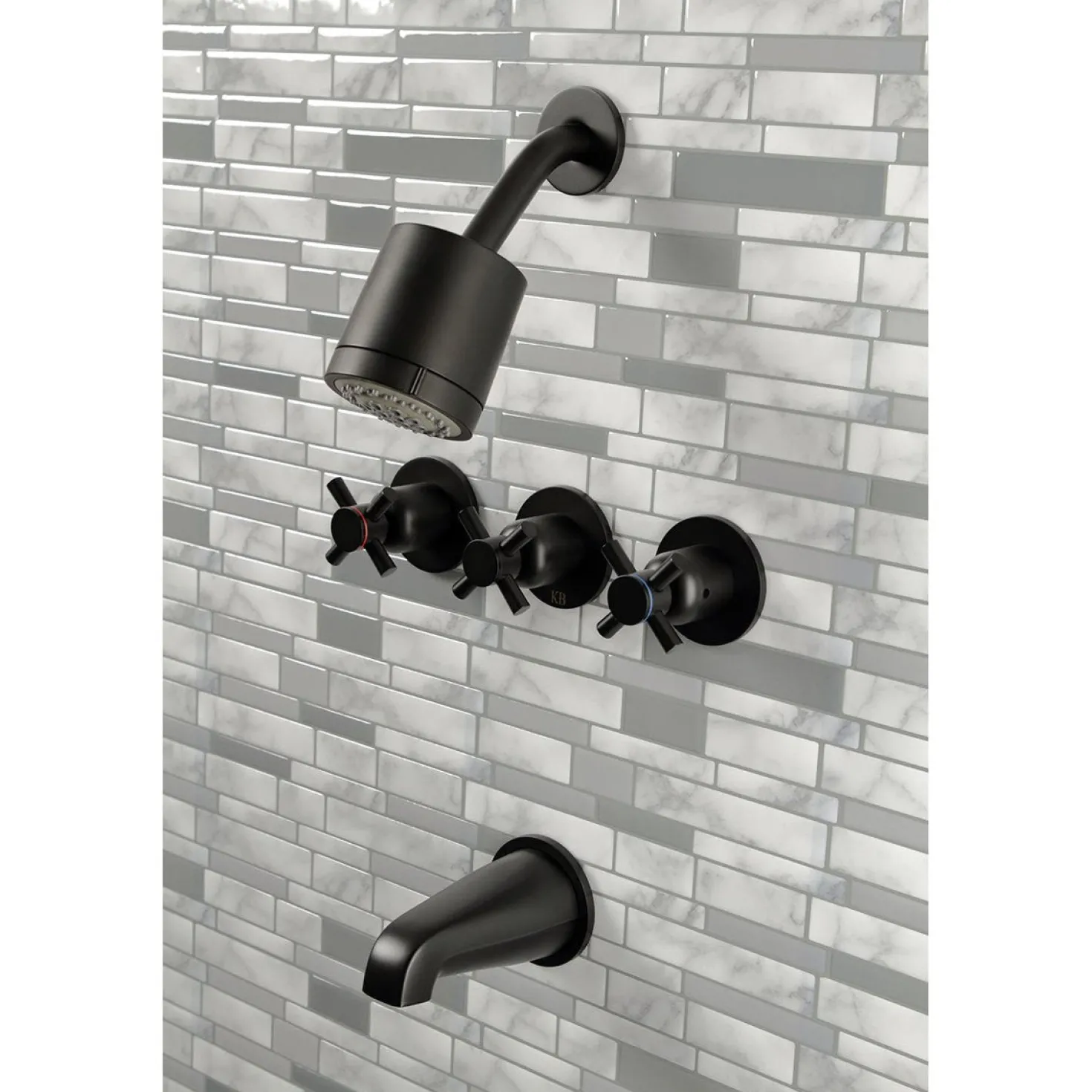 Kingston Brass Concord Three Handles Tub and Shower Faucet