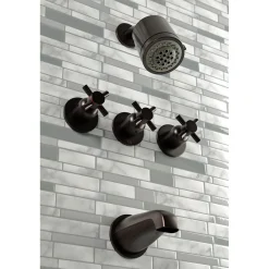 Kingston Brass Concord Three Handles Tub and Shower Faucet