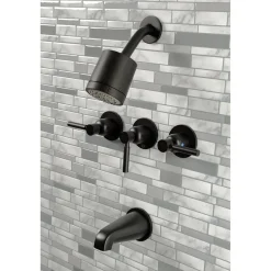Kingston Brass Concord Three-Handle Tub and Shower Faucet