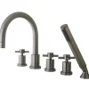 Kingston Brass Concord Three Handle Roman Tub Filler with Hand Shower