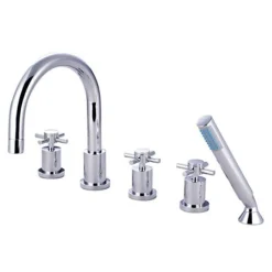 Kingston Brass Concord Three Handle Roman Tub Filler with Hand Shower