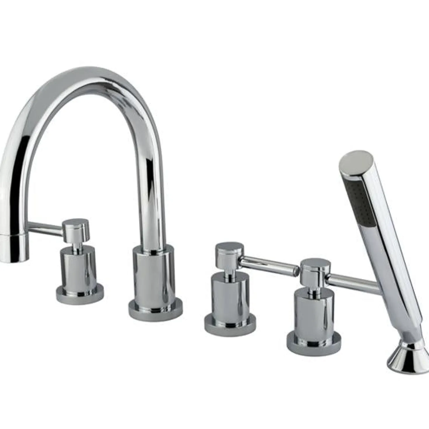 Kingston Brass Concord Three Handle Roman Tub Filler with Hand Shower in Polished Chrome