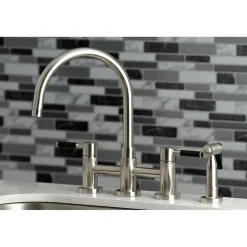 Kingston Brass Concord Two-Handle Bridge Kitchen Faucet with Brass Side Sprayer