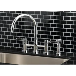 Kingston Brass Concord Two-Handle Bridge Kitchen Faucet with Brass Side Sprayer