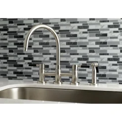 Kingston Brass Concord Two-Handle Bridge Kitchen Faucet with Brass Side Sprayer
