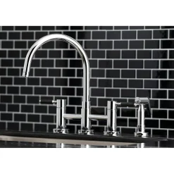 Kingston Brass Concord Two-Handle Bridge Kitchen Faucet with Brass Side Sprayer